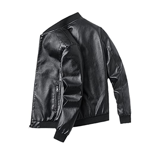 Blouson bomber en cuir pour homme coupe fine et doublure chaude fausse fourrure