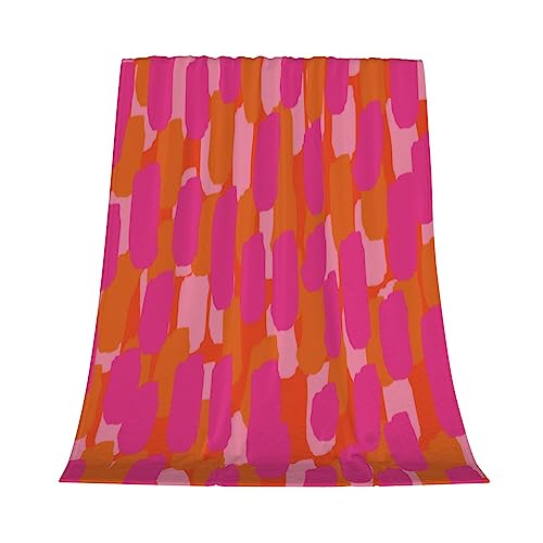 Nextchange Fleece Throw Blanket for Couch Pink and Orange Paint Lightweight Warm Soft Cozy Flannel Blankets for Girls Women for Bed Sofa 50 x 60