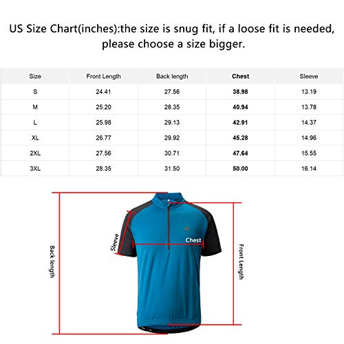 image for KORAMAN Men's Reflective Short Sleeve Cycling Jersey with Zipper Pocke