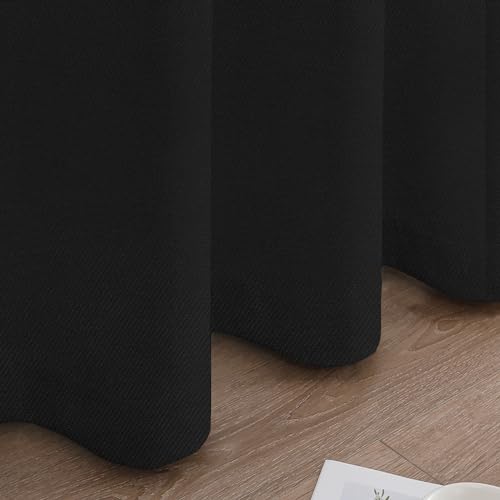 Image of Joydeco 100% Blackout Curtains 96 Inches Long 2 Panels Set, Thermal Insulated Long Curtains& Drapes 2 Burg, Room Darkening Drapes for Bedroom Living Room Window (Black, W52 x L96 Inch)