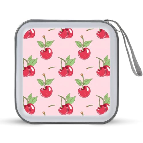 Cherry Fruit CD Case Plastic DVD Case Holder Wallet Disc Storage Organizer for Car Travel