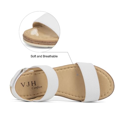 Image of VJH confort Women's Flat Sandals Open Toe Elastic Ankle Strap Slip on Comfy Low Wedge Sandals