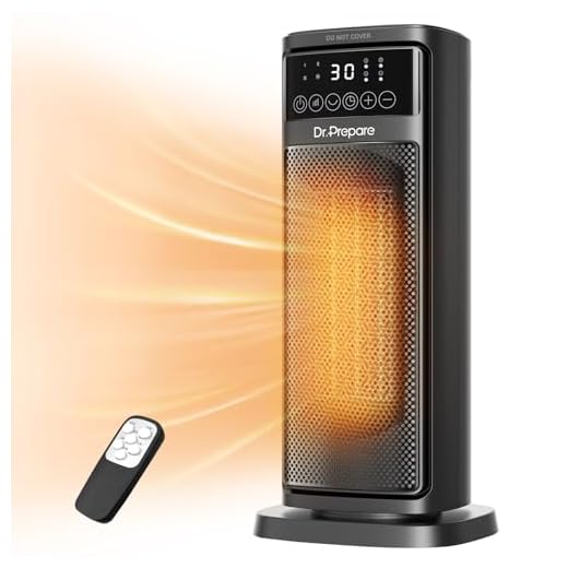 Dr.Prepare Stufa Elettrica Potente 2000W Modalità ECO Oscillazione 60° 12H Termoventilatore Ceramico Silenzioso per Camera da Letto Soggiorno Ufficio