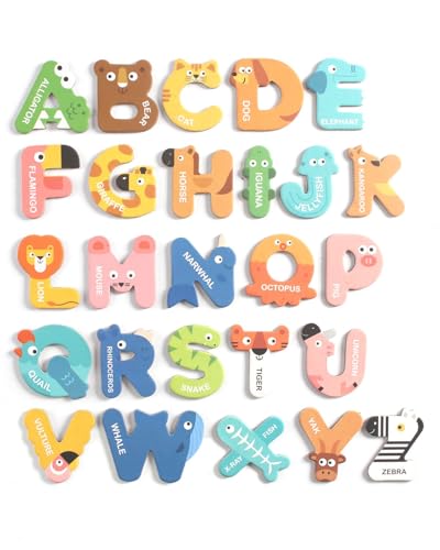 Image of Play Nation Premium 26 Pcs Animal Themed Magnetic Alphabets Fun Learning&Educational Toy for 2+ Years Montessori Colorful Animal Alphabet Fridge Magnets for Toddlers BIS Certified 1 Set