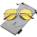 SOJOS Classic Aviator Polarized Sunglasses for Men Women Vintage Retro Style,Black/Yellow,62mm