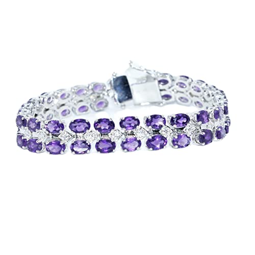 925 Silver Bracelet Bangle For Girls Woman Charm Amethyst 4X6 Mm #TOP29
