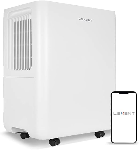LEXENT MEVAGISSEY 16L UVC Air Purifying Dehumidifier, Low Energy, Prevents Damp & Condensation, Reduces Allergens, Odours and Gases, Simple & Sleek Style, Effectively covers rooms up to 77m²