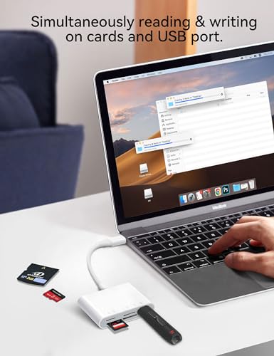 Image of ChiaoPio USB C SD Card Reader, 5 in 1 USB-C to Memory Card Adapter with SD MicroSD MS Memory Stick XD Picture Slots & USB Female Port Compatible with iPhone 15 iPad Mac MacBook Pro /Air /Mini Laptop