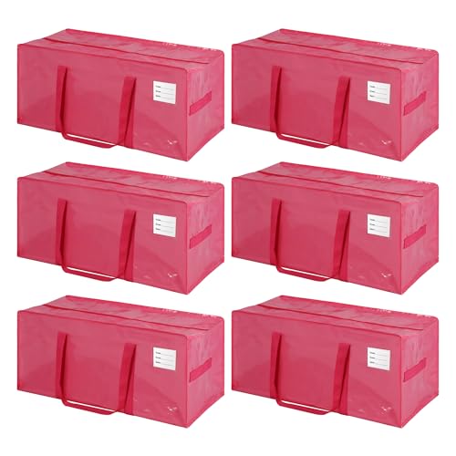JCBZAMZ 6 Pack Heavy Duty Extra Large Moving Bags with Handles,Waterproof Foldable Storage Totes, Clothing Storage Bags, Packing Moving Boxes for College Supplies, Pink
