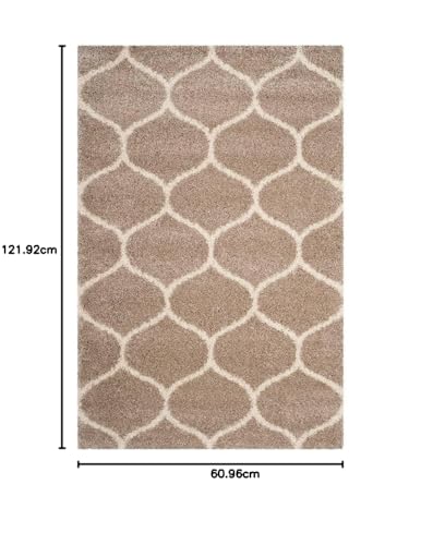 Image of F & B RUGS ; SUPERIOR QUALITY PRODUCTS Firoz and Brothers Handwoven Super Soft Indoor Modern Shag Microfibre Silky Fluffy Smooth 2x4 feet Beige