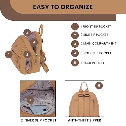 Image of TS WITH TECHSUN Women Mini Backpack | Water-Resistant Compact Bag for Travel, Daily Use & Casual Outings | Fits Only Essentials (L) 26CM X (W) 15CM X (H) 32CM