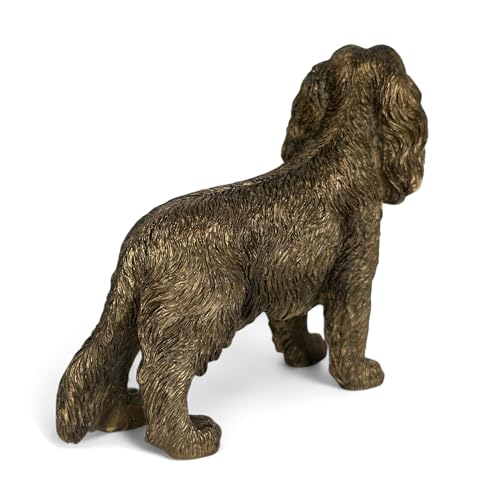 Animal Crackers Cavalier King Charles Spaniel Figur aus der Leonardo Reflections Bronzed Reihe, präsentiert in einer goldenen Geschenkbox