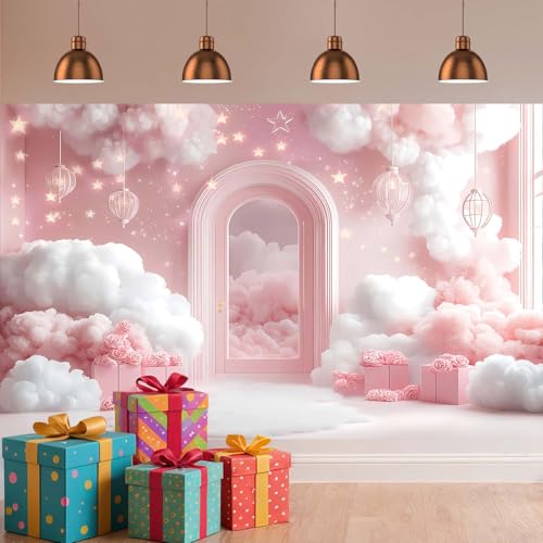 Fondo fotográfico rosa 7x5ft para recién nacido y fiesta miniatura 7