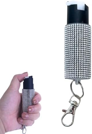 Cute Bling Pepper Spray Keychain for Women - Lightweight, Easy-to-use Safety Twist Top for Quick Release Fashion Keychain Accessiory for Personal Protection