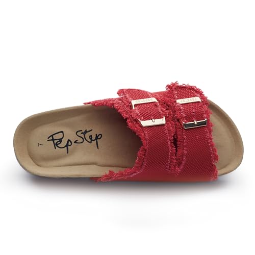 Image of PepStep Slide Sandals for Women with Soft Cork Footbed and Strap, Ladies Fashion Platform Slide Sandals Comfortable Slip On Style