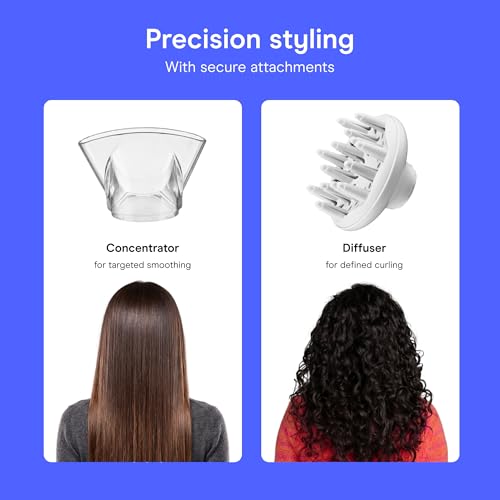 Image of Conair Double Ceramic Ionic Hair Dryer | Double Ceramic Ionic Tech Reduces Frizz for Fine, Thick, and Curly Hair Types, White with Diffuser & Concentrator, 566L
