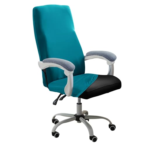 Image of HOKIPO Office Chair Cover for Executive Chair (High-Back) - 140 GSM Stretchable Fabric - Anti-Slip & Washable - Fits Tall & Big Office Chairs, Dark Cyan (AR-6204-DCYN)