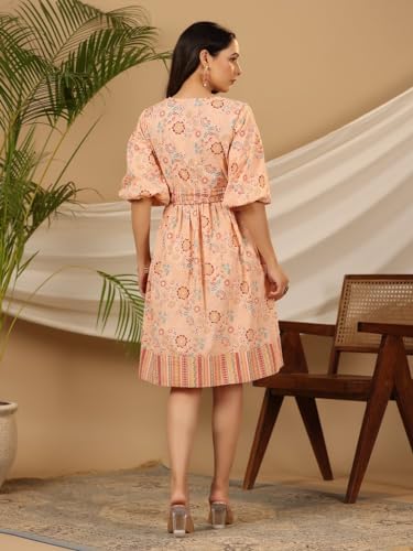 Image of Juniper Women's Cotton Fit and Flare Knee-Length Casual Dress