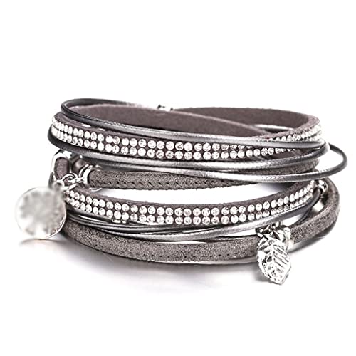 Pulseras Mujer Boho Multicapa Pulseras De Cuero Brazaletes Mujer (Tamaño : 1)