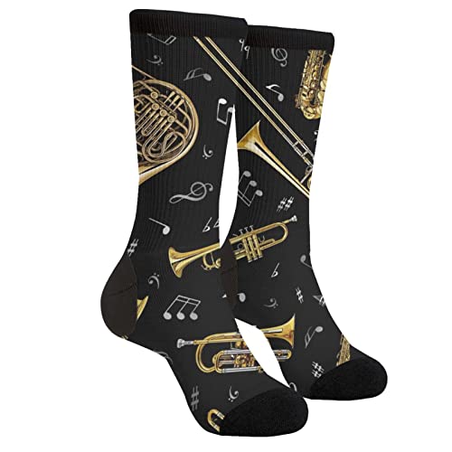 Rutuioy Trumpet Trombone Euphonium French Horn Men Women Funny Crazy Novelty Crew Tube Socks, Casual Athletic Sport Dress Socks