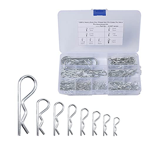 Goupilles Fendues R Clips, 125pcs Goupilles Fendues R Forme Goupilles Carbone en Acier zingué Corps de Voiture r Cotter Pin Clips Fixation Cotter Broches Cover
