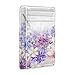 Floral Clear Blue, Pink and Purple Cornflowers on White Slim Minimalist Wallet, Front Pocket RFID Leather Blocking Card Holder Case for Men Women Girls Ladies, Stylish Printing Gift