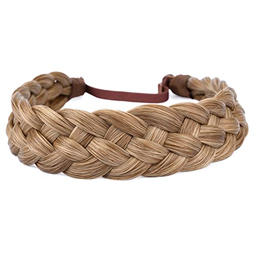 BOBIYA 5 Strand Synthetic Hair Braided Headband Classic Chunky Wide Plaited Braids Elastic Stretch Hairpiece for Women Girl (Dirty Blonde) - Image 2
