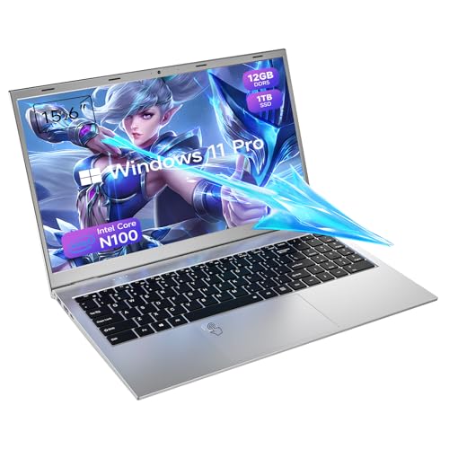 Image of 15.6-inch Student Laptop Computer, 12GB RAM 1TB SSD, N100 (Beat i5-7200U, Up to 3.4GHz), with FHD IPS Display, WiFi 5, BT5.0, Type-C, USB 3.2
