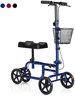Giantex Steerable Lightweight Knee Scooter, Foldable All Terrain Knee Walker with Basket, Dual