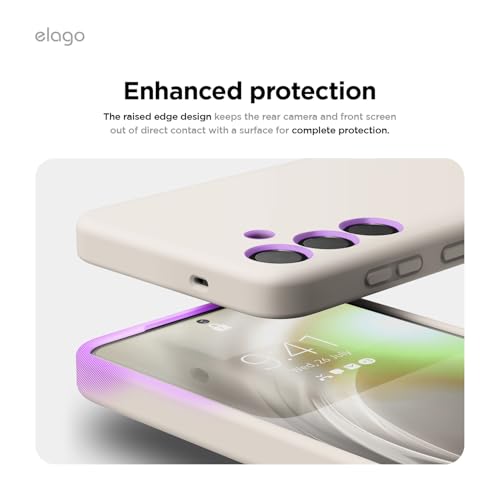 Image of elago Compatible with Samsung Galaxy S25 Plus Case, Liquid Silicone Case, Full Body Protective Cover, Shockproof, Slim Phone Case, Anti-Scratch Soft Microfiber Lining, 6.7 inch (Stone)