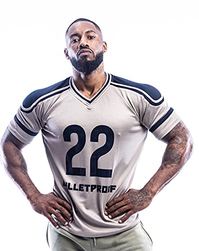 T-shirt oversize pour homme style football américain NFL 100 % polyester, Gris et bleu marine., 3XL