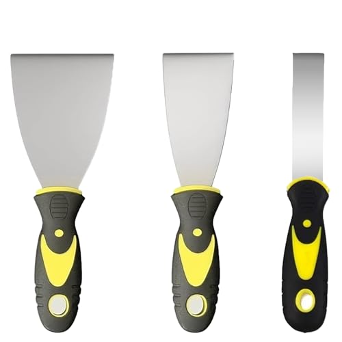 3Pcs Paint Wallpaper Scraper Set 1 2 3 Stainless Steel Paint Scraper Set with Soft Handle Putty Knife Wall Scraper and Stripping Knife Set