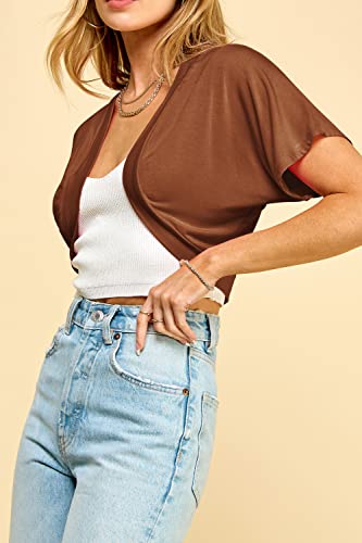 Image of Lock and Love Women's Versatile Open Front Lightweight Short Sleeve Bolero Shrug