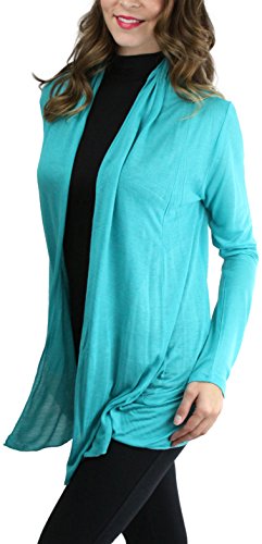 Image of ToBeInStyle Womens Open Front Long Sleeve Lightweight Asymmetrical Draped Cardigan with Side Pockets