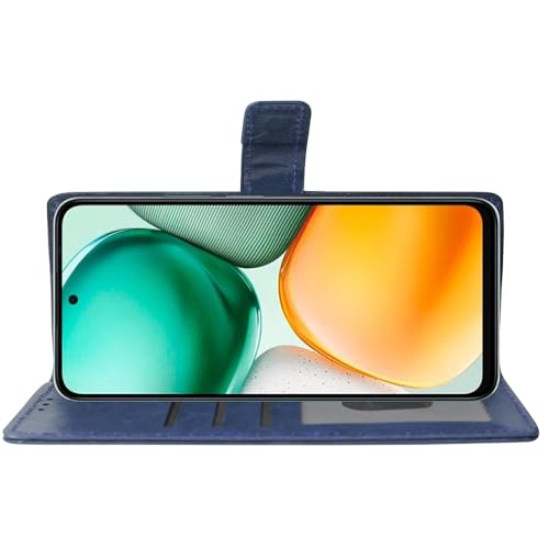 Image of Amazon Brand - Solimo Flip Leather Mobile Cover (Soft & Flexible Back case) for Honor X7c 5G (Blue)
