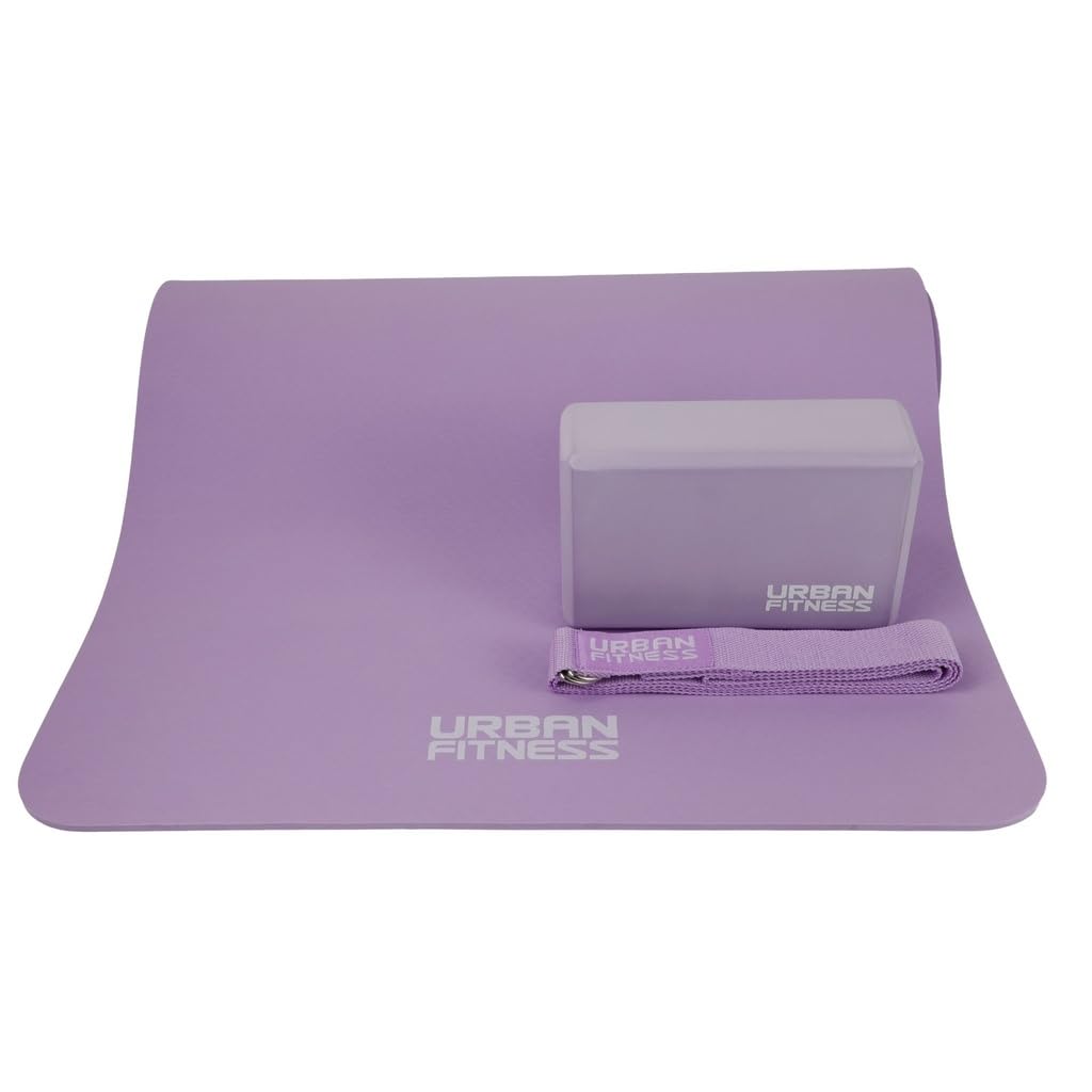 Urban Fitness Kit yoga tappetino antiscivolo ammortizzazione 6mm mattone yoga EVA cinghia fascia di resistenza, set completo di mobilità allenamento per forza equilibrio