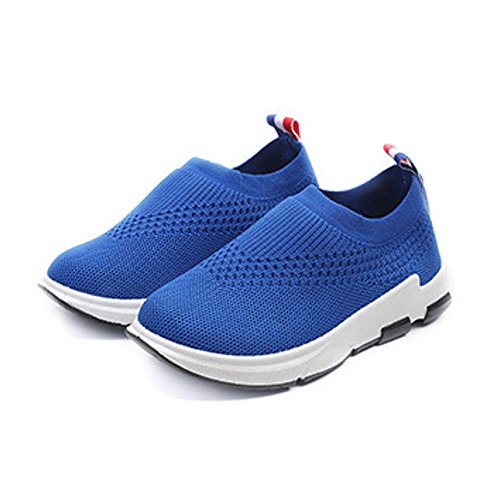 Daclay Zapatos sin Cordones para niños, niños y niñas, Deportes de Malla a Juego, Rojo, Azul, Negro, Transpirable, Zapatos para Correr Ocasionales (25 EU,Azul)