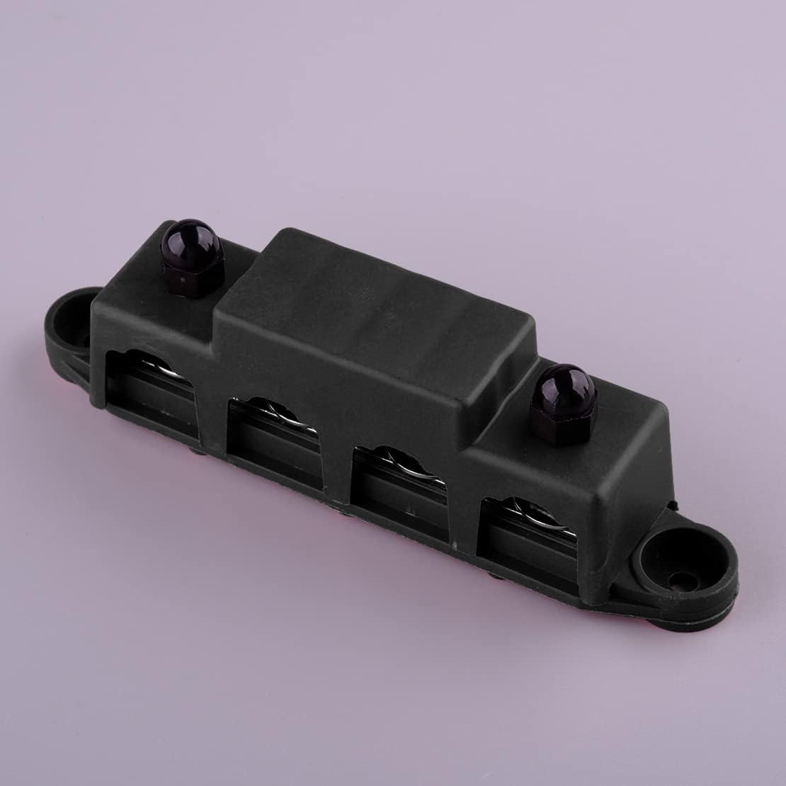 Marine Black 4 Post Power Distribution Block Bus Bar with Cover M8 Terminal Studs