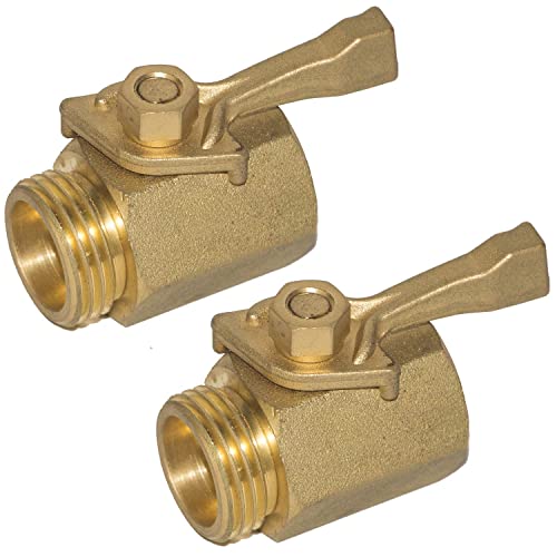 Hourleey Brass Garden Hose Shut Off Valve, 2 Pack With 2 Hose Washers Heavy Duty 3/4 Inch Solid Brass Garden Hose Shut Off Valve With 2 Extra Rubber Washers #TOP5