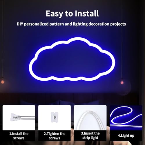 Image of 16.4 Feet LED Neon Strip Lights, with 12V Adapter, Waterproof IP65, Silicone Flexible Rope Light for Home Decor | Led Strip Lights | Neon Lights | 5 Meter | (Blue)