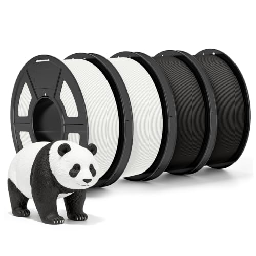 Image of TECBEARS PLA Classic Filament Rapid Printing, 4kg Bundle, Black and White