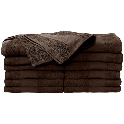 Image of ForPro Premium Bleach Tough Salon Towels, Chocolate, 100% Cotton, Bleach-Proof Towels, Stain Resistant, 16 inch W x 27 inch L, 12-Count