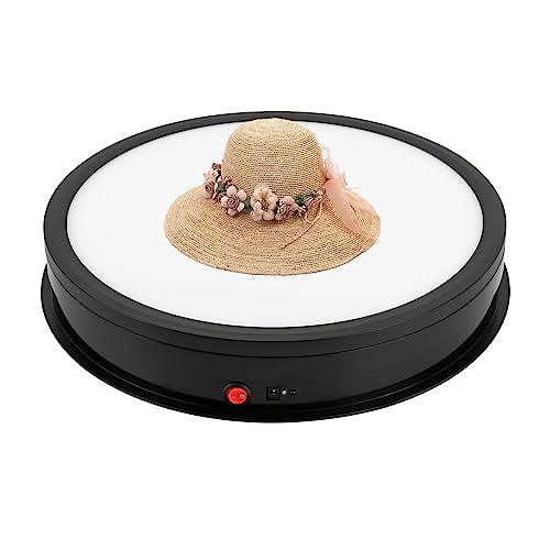 Rotatable Round LED Night Light,Drehteller Elektsch 45°/90°/180° Cíclica Drehbarer3 Light Modes Display Stand,Für Fotografie, Produkte Display,Schmuck,Uhr,3D-Modelle und Sammlerstücke (Schwarz)