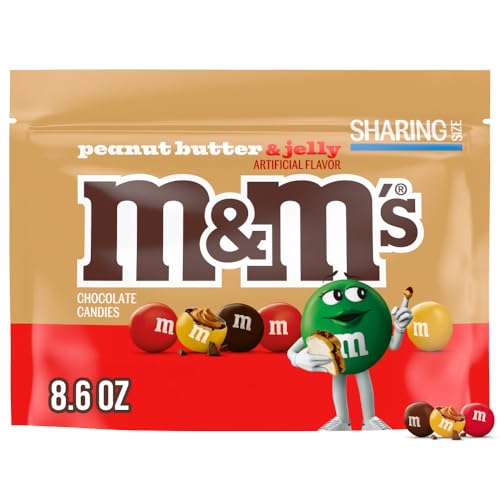M&M’S Peanut Butter & Jelly Candy, Sharing Size, 8.6 Oz Resealable Bulk Bag