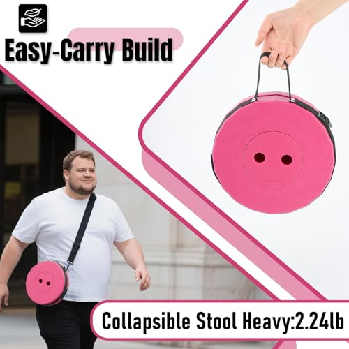 Image of Doseno Upgraded Foldable Stool Thickened, Portable Collapsible Stool Retractable Stool, Foldable Portable Collapsible Chair for Fishing, (Red) (Pink, 2pack)
