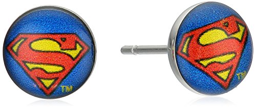 DC Comics Unisex Superman Logo Stainless Steel Stud Earrings