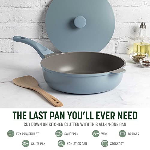 Image of Goodful All-in-One Pan, Multilayer Nonstick Cookware Set, High-Performance Construction, Multipurpose Design Replaces Multiple Pots and Pans, Dishwasher Safe, 11-Inch, 4.4-Quart Capacity, Blue Mist