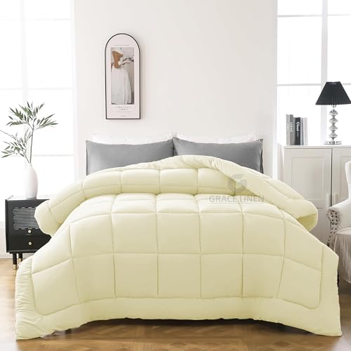 Image of 600 GSM Heavy Winter Comforter Double Bed Size 90 inchX100 inch - Luxurious Soft Fluffy Winter Blanket Comforter /Rajai /Duvet Double Bed - Ivory Color