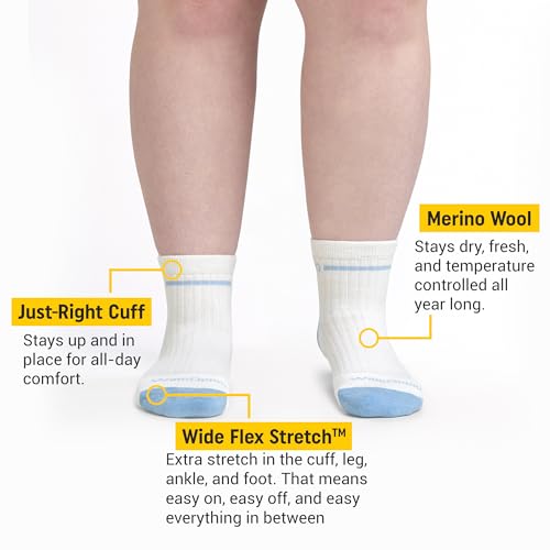 Wide Open Quarter Women's Merino Wool Socks - Single Stripe Everyday Ankle Socks for Wide Feet2