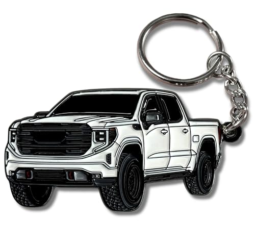 FOUR WHEEL BEAST Sierra Keychain compatible with GMC Sierra 1500 Accessories AT4 Denali 2025 2024 Key Chain (White)